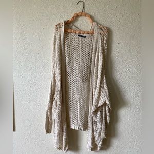 Brandy Melville Crochet Cream Knit Cardigan with Hood One Size Fit All
